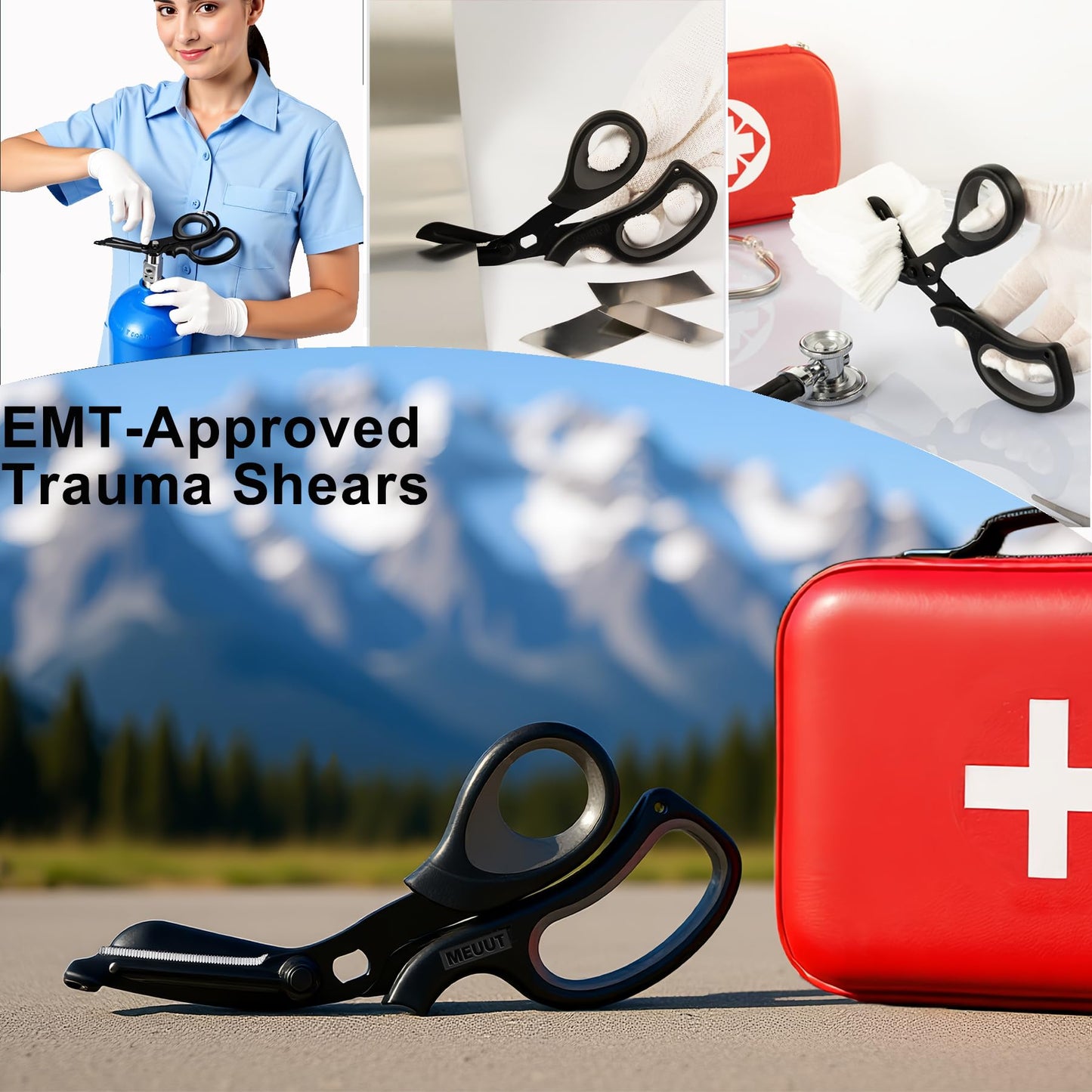 MEUUT 2 Pack Medical Scissors Trauma Shears for Left and Right Hand -Patented Bandage Scissors All Purpose with Non-Stick Blades, Surgical Grade Shears Stainless Steel EMT Scissors for Nurses EMT