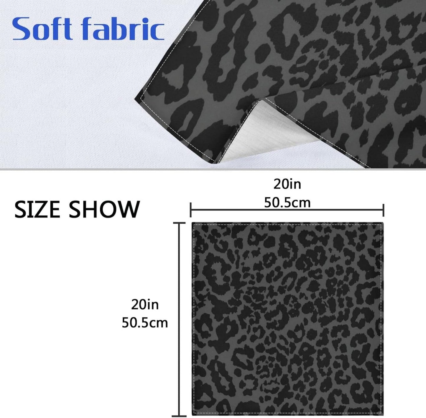 ALAZA Dark Gray Cheetah Leopard Print Cloth Napkins Set of 1, 20x20 Inch Washable and Reusable Napkin for Decoupage Dinner Party Everyday Use