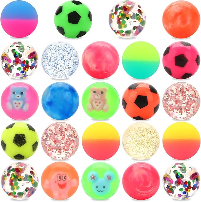 JYXT 24pcs Bouncy Balls for Kids Treasure Box Toys for Classroom Party Favors for Toddlers Kids 3-5 4-8 8-12 Birthday Chri...