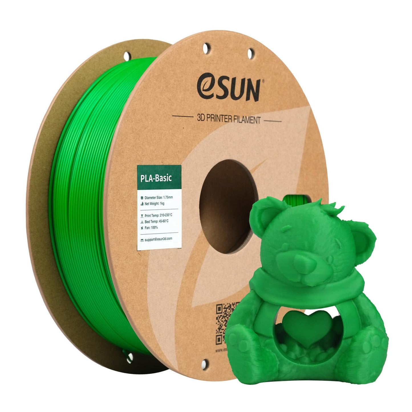 eSUN PLA Basic Filament 1.75mm, 1KG Spool (2.2 LBS) High Speed Printing 3D Printer PLA Filament,Designed for Fast Printing, Gree