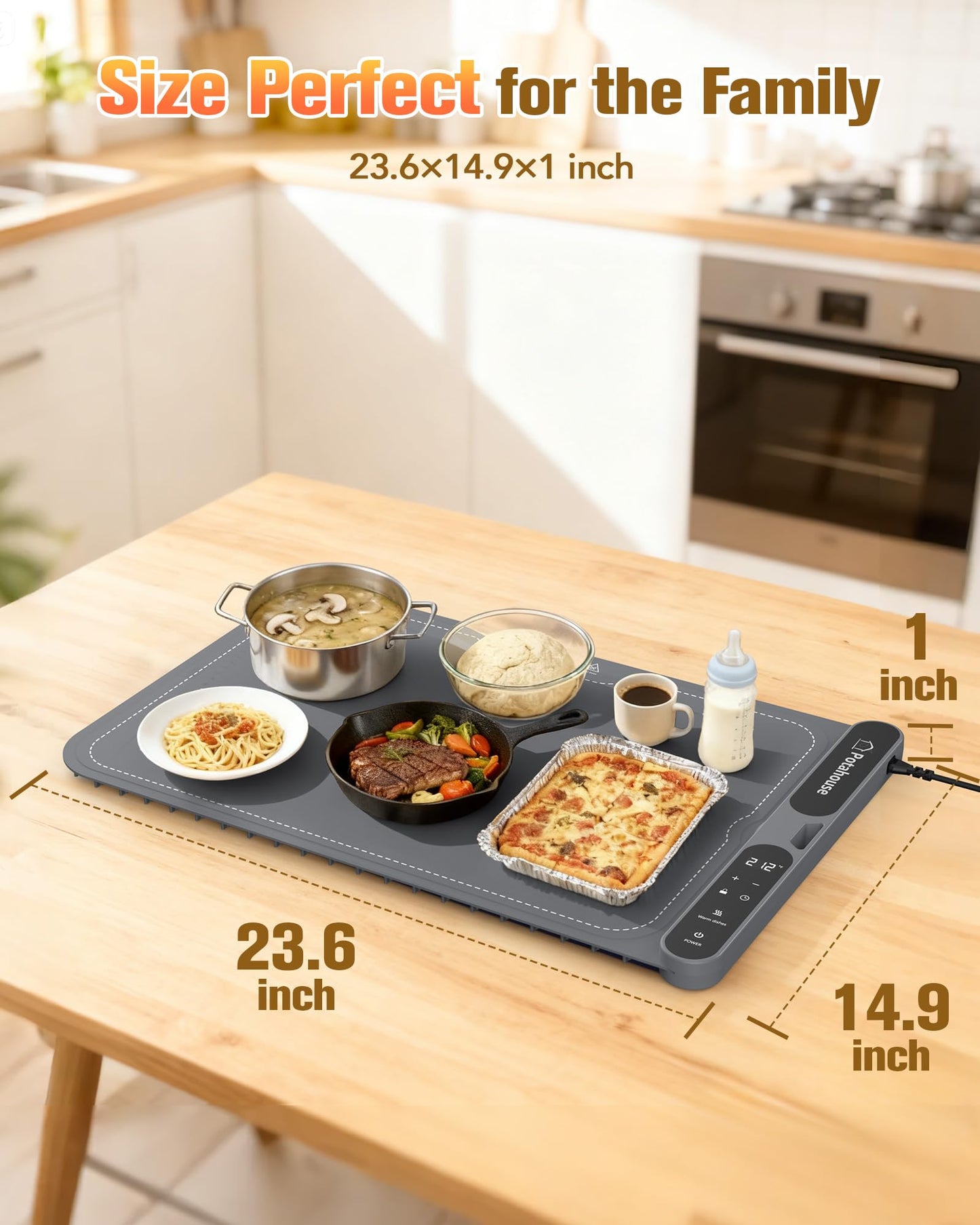 Potahouse Food Warming Mat, 5s Fast Heating,Electric Warming Tray with 7 Temp 8 Timer Settings,Rollable & Portable Food Warmer for Parties,Buffet,Home and Travel Use