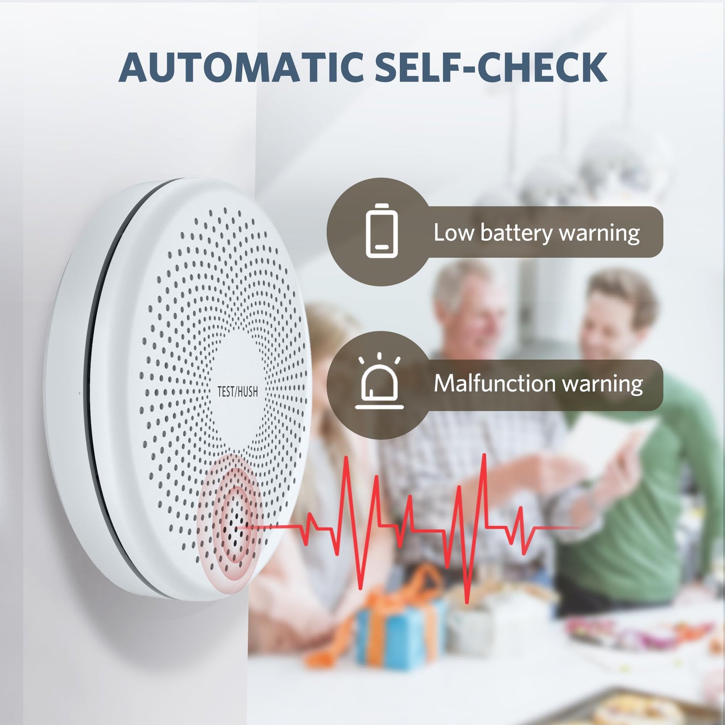 3 Pack Combination Smoke and Carbon Monoxide Detector Alarm, HATHEPHS 10-Year Battery Dual Sensor Fire & CO Alarm with Large Test/Silence Button, Adhesive & Screws Included