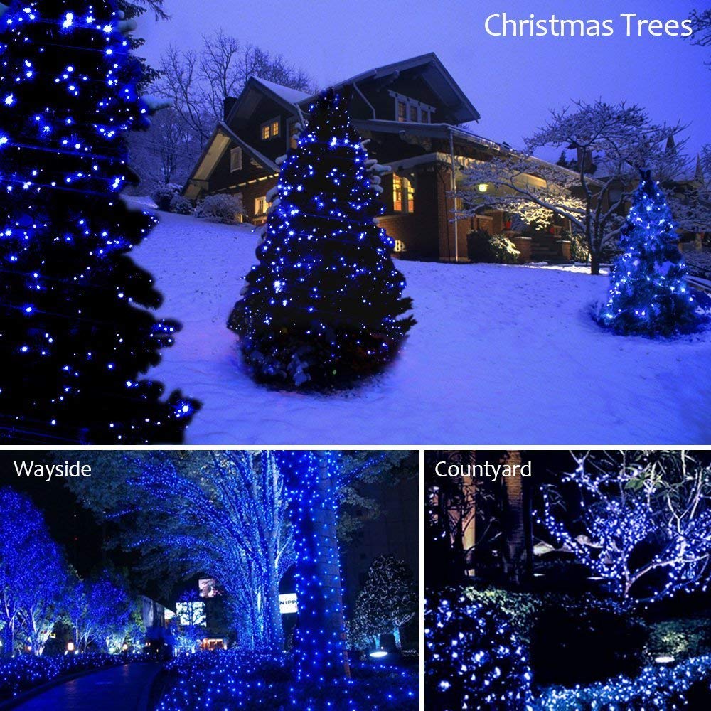 Mygoto Led String Lights 500Led 165Ft Indoor/Outdoor Fairy Lights 30V 8 Modes Blue+White For Home, Party, Wedding, Wall Decoration