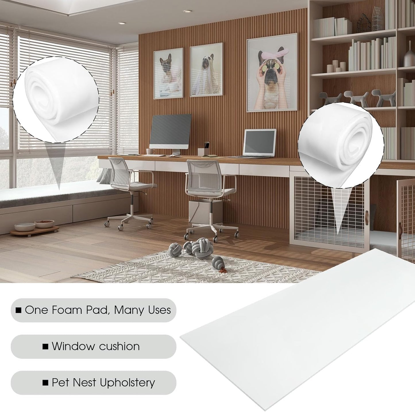 Amylove Polyurethane Foam 24" x 72" High Density Cushion Upholstery Foam Sheet for Seat Replacement DIY Projects Chairs Headboards Sofas Home(1/4" X 24" X 72",White)