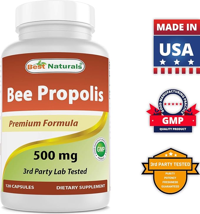 Best Naturals Bee Propolis 500 mg & Vitamin K2 (MK7) with D3