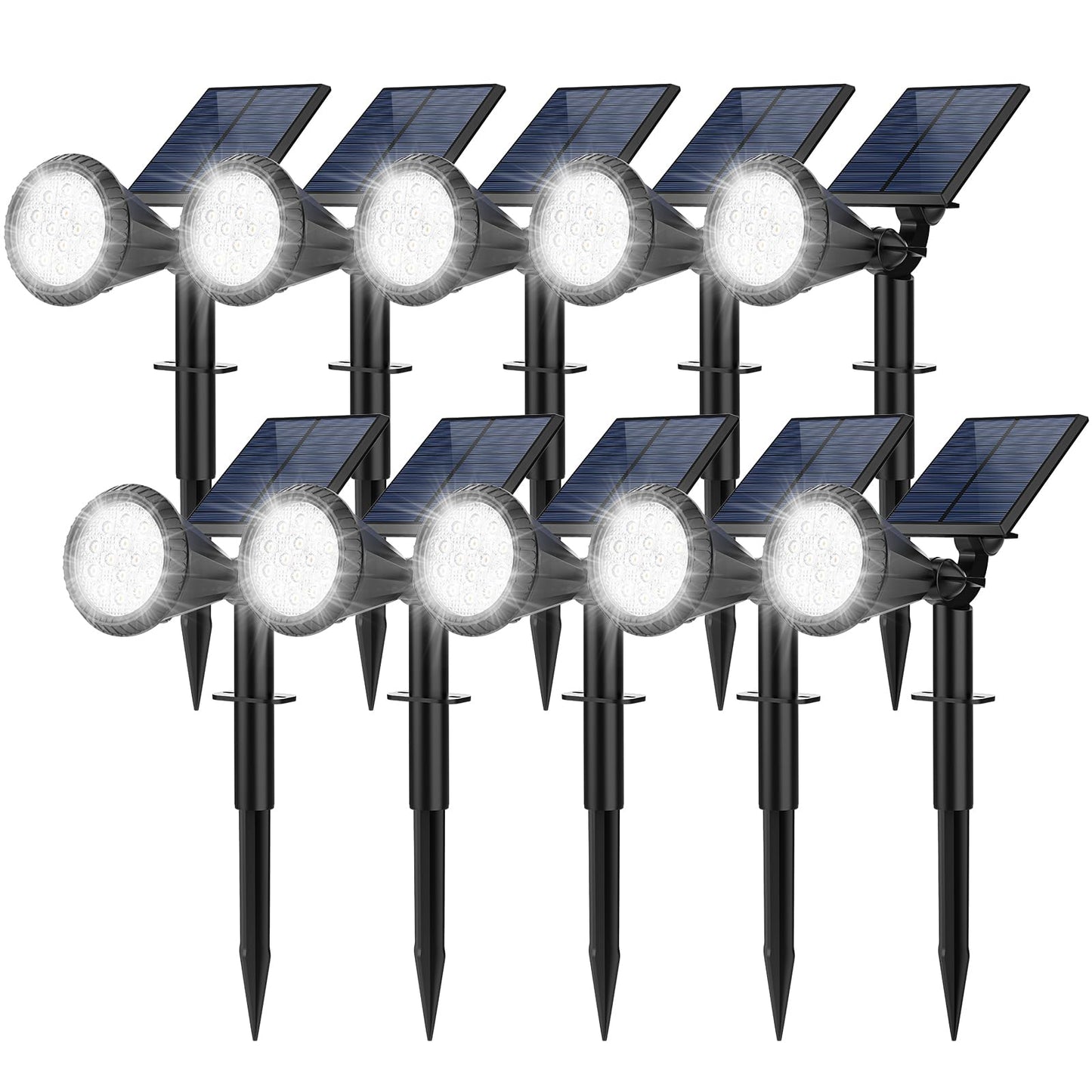 Fratink Solar Spot Lights Outdoor  10 Pack Outdoor Solar Lights For Yard  4 Lighting Mode Solar Landscape Spotlights With Auto On/Off  2-In-1 Waterproof Wall Lights For Garden  Walkway (Cool White)
