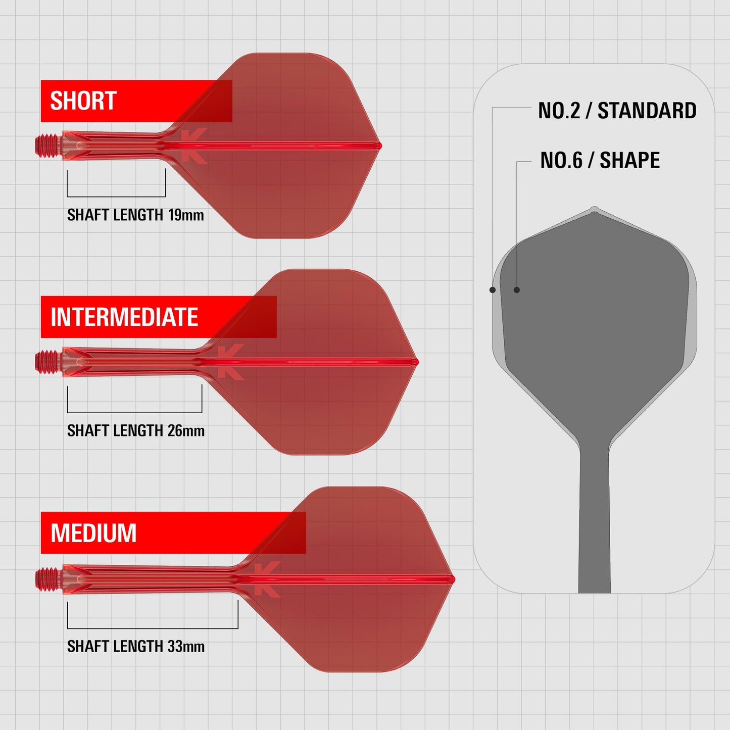 Target Darts K Flex Integrated Dart Flights And Shafts  No.2 Red (Intermediate) | Pack Of 3 K-Flex - No2  Kflex All In One Moulded Dart Flight & Stem | Professional Dart Accessories