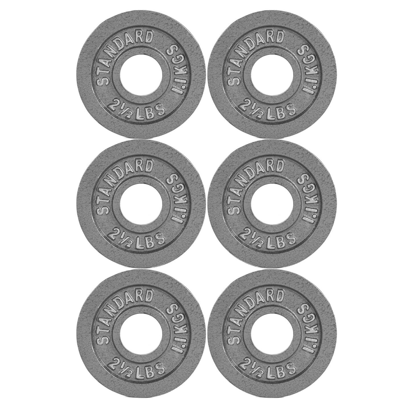 CAP Barbell Olympic 2-Inch Weight Plate, Gray, 2.5 LBS - 6 Plate Set