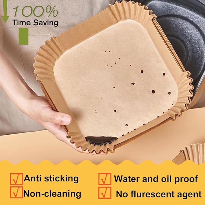 Air Fryer Liners Disposable 4QT for Chefman Air Fryer, 7.5 Inch 150Pcs Parchment Paper Liners for Beelicious 8-in-1 Smart Compact 4QT Air Fryers
