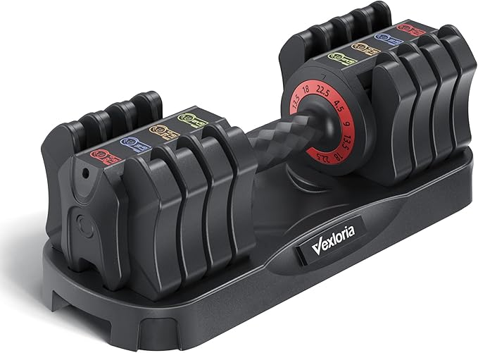 Adjustable Dumbbell Set, 22.5lb 5-in-1 Quick Adjust Dumbbell, Free Weights with Storage Tray for Home Gym, Full Body Worko...