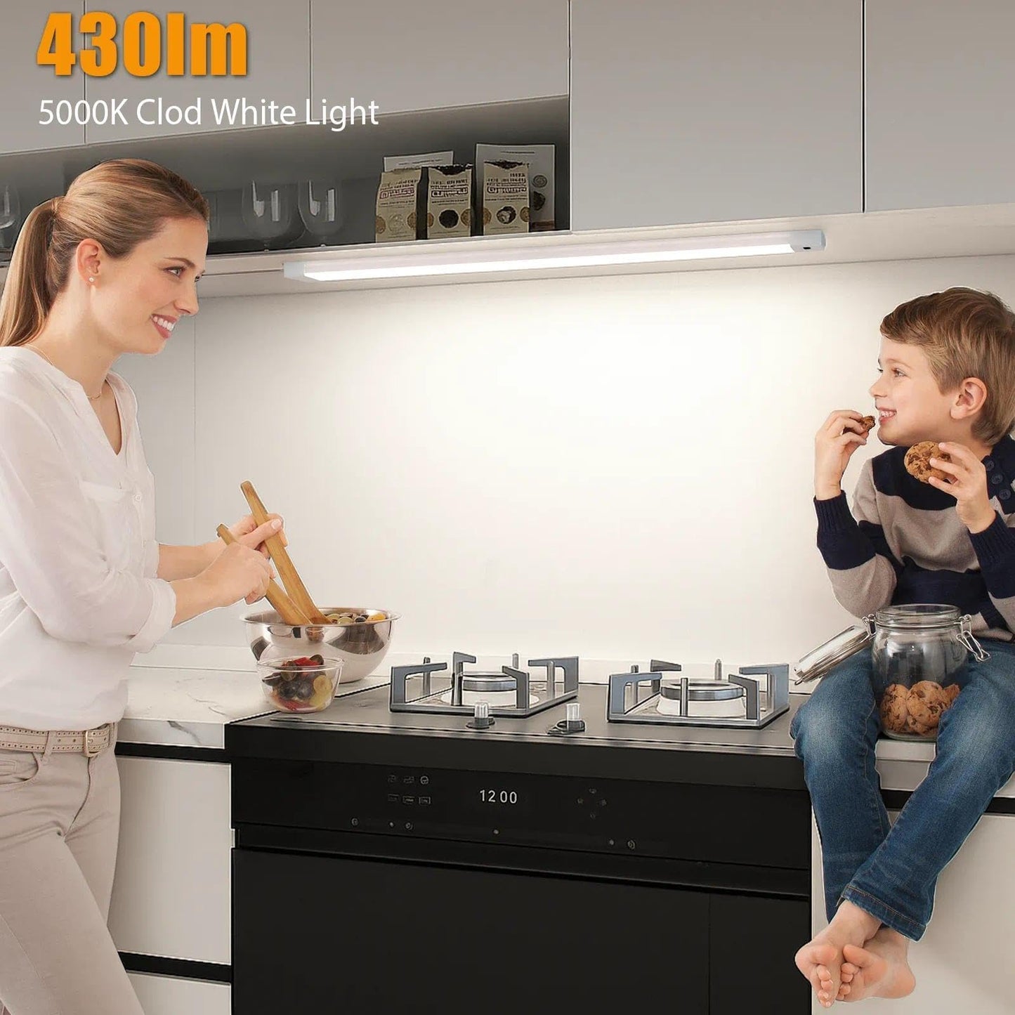 2Pcs 16 Inch Under Cabinet Lights With Hand Wave  Under Counter Lighting 5000K Cold White Dimmable Plug And Play Led Lights For Kitchen Cabinet  Cupboard  Closet  Desk