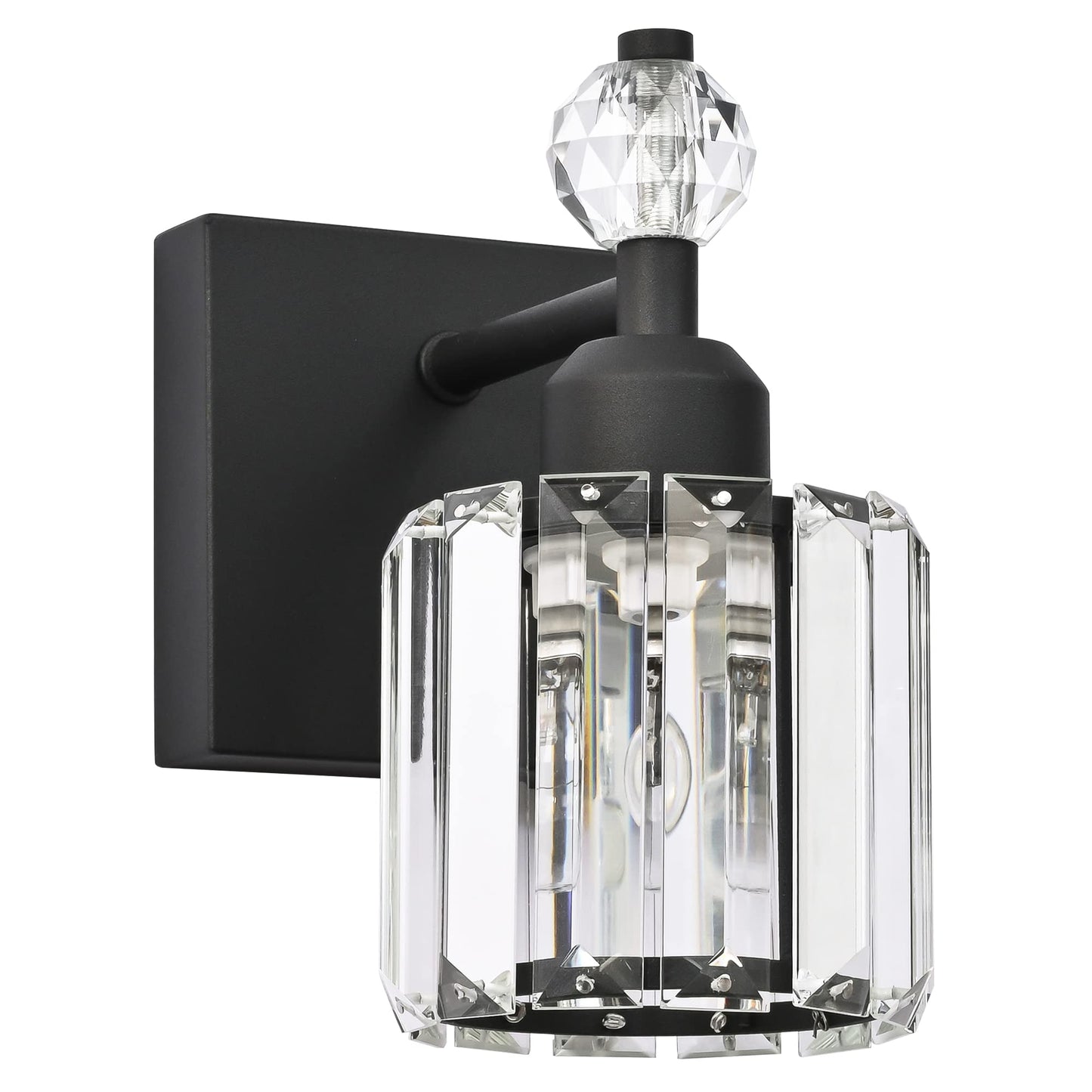 PRESDE Bathroom Vanity Lights Modern Crystal 1-Light Metal Fixture Black