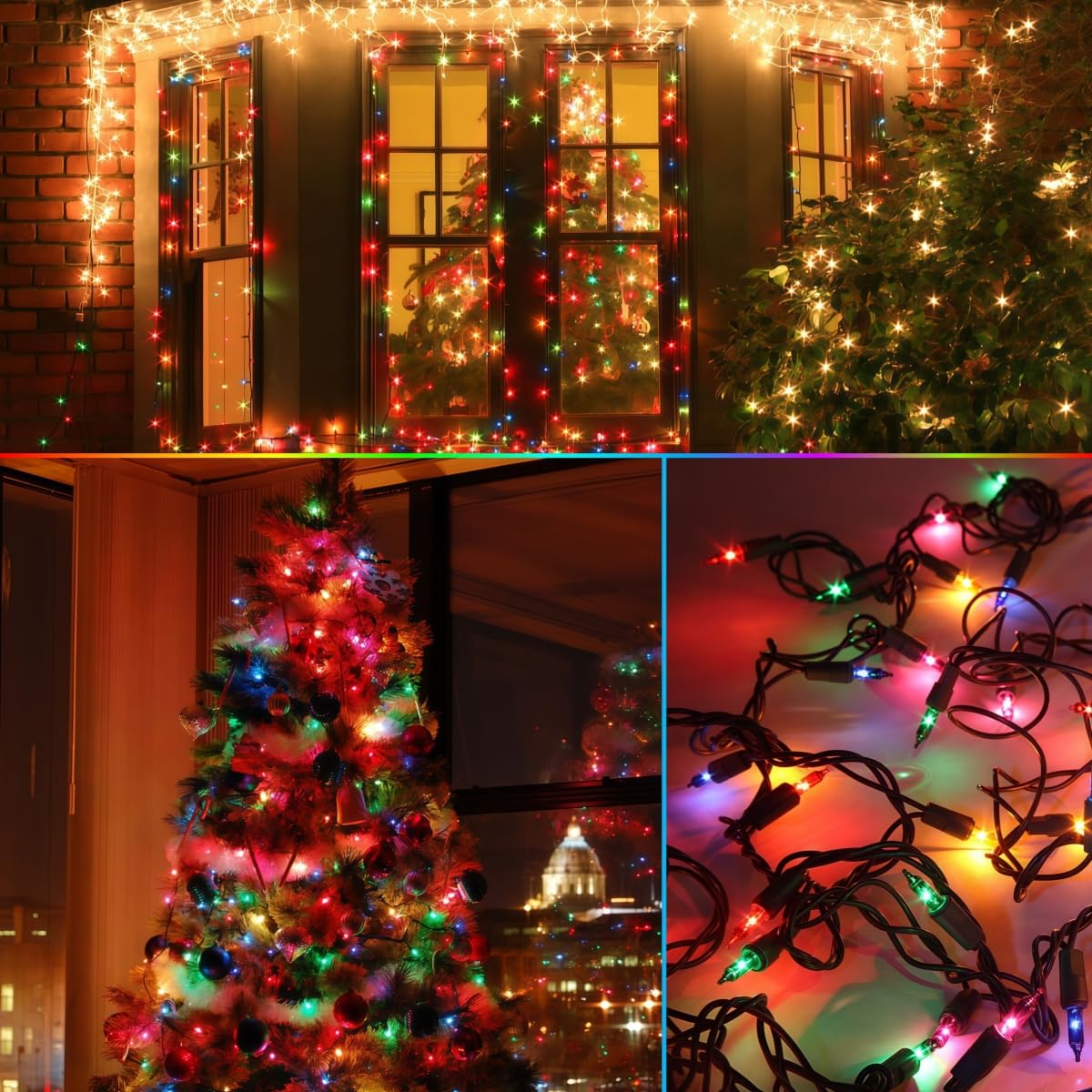 Watereem Multicolor Christmas String Lights  100 Count  Incandescent Mini Christmas Lights  Connectable Xmas Tree Light For Indoor Outdoor Garland Birthday Holiday Wedding Festival Party
