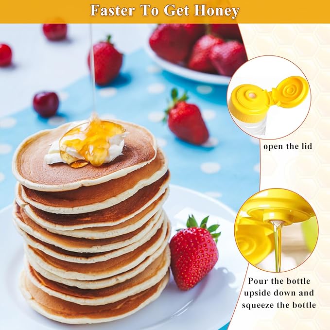 80 Pack 16oz Clear Food Grade Plastic Honey Bottles, Refillable Squeeze Honey Jars with Flip-Top Lids, Leakproof Honey Dispenser Containers for Storing and Dispensing