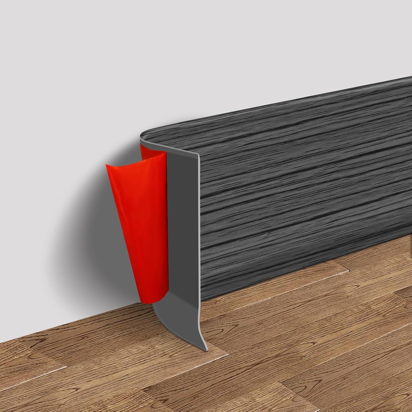 Vinyl Wall Base Baseboard Molding Trim 6" Flexible Self Adhesive Rubber Wall Base Moulding Trim Peel and Stick Design, 6 Inch x 60 Feet, Dark Gray Wood