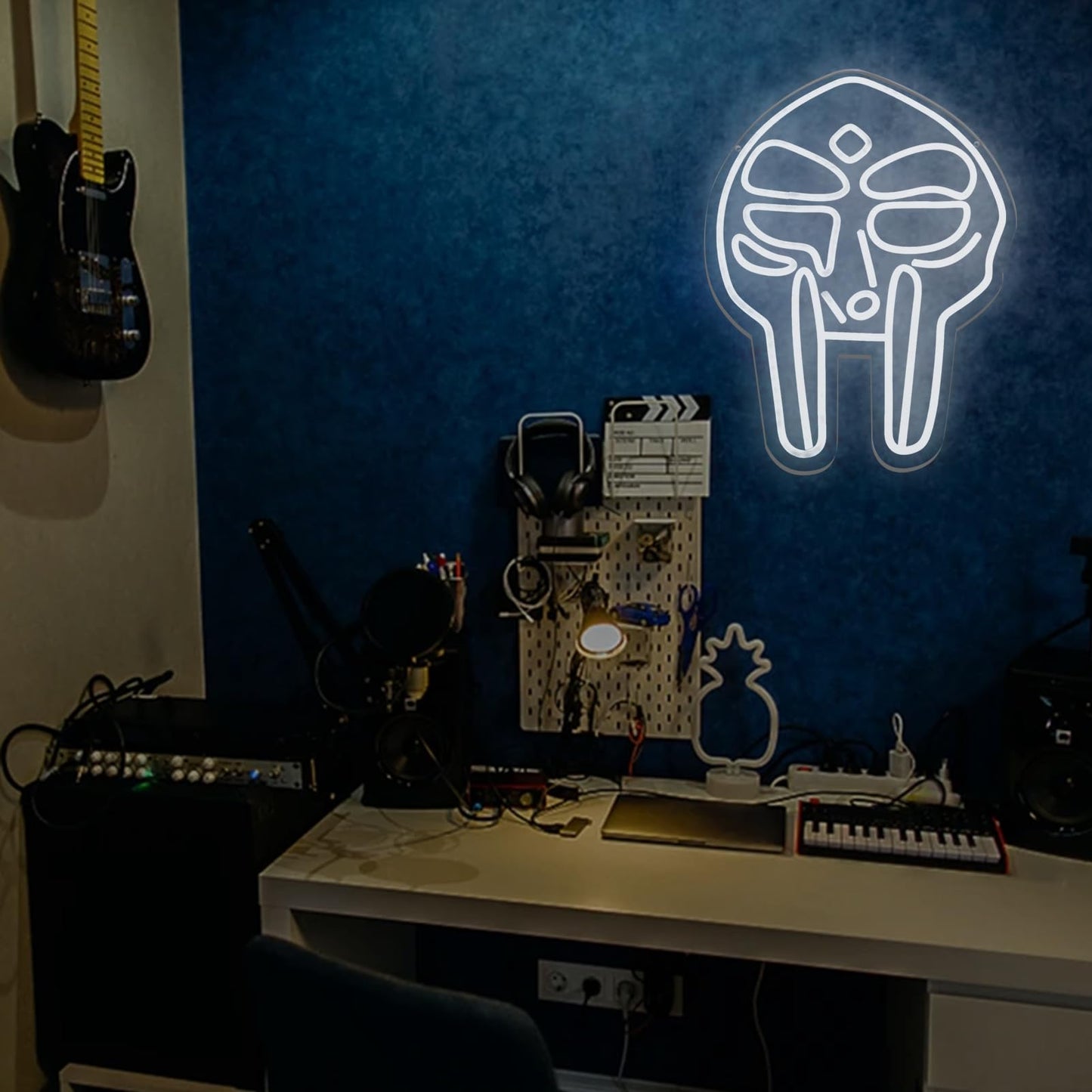 Fuendkf Mf Doom Mask Neon Signs For Wall Decor  Dimmable Gladiator protective covering Mask Neon Lights Usb Power Music And Rap Lovers Neon Lights For Hip Hop Fans Best Gifts  Man Cave  Music Bar And Bedroom
