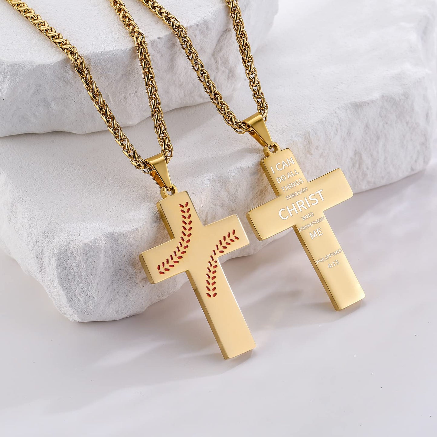 Zocomi Baseball Cross Necklace for Boys Men Stainless Steel Pendant Chain Bible Verse Religious Christian Jewelry First Communio
