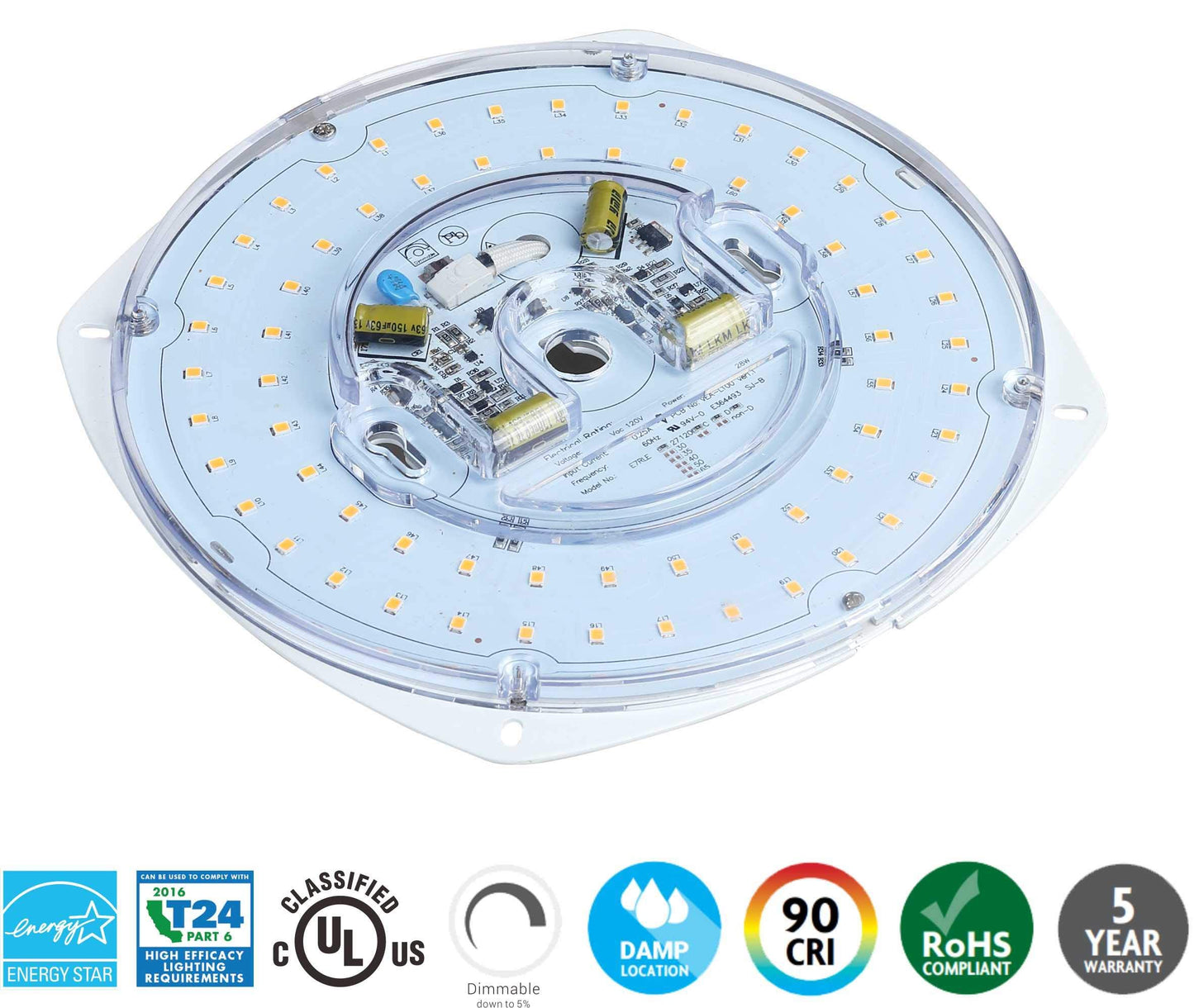 Legental LED Light Engine Retrofit Kit, 28W, 5000K, 7in PCB Size, Dimmable, Alloy Steel