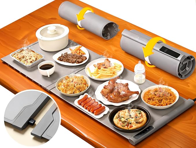 42"x16" Warming Mat for Food Extra Large, Extendable Food Warming Mat, Electric Warming Tray for Buffets Party with 7 Adjustable Temperature, 6 Timer, Silicone Food Warmer for Parties Home Countertop