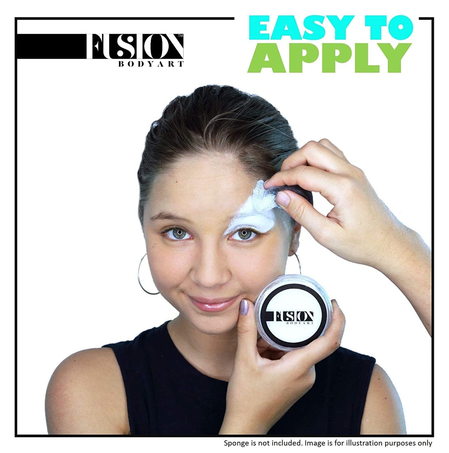 Fusion Body Art Pro Face Paint | Prime Paraffin White (32gm), Professional Quality Water Activated Face and Body Paint Supplies