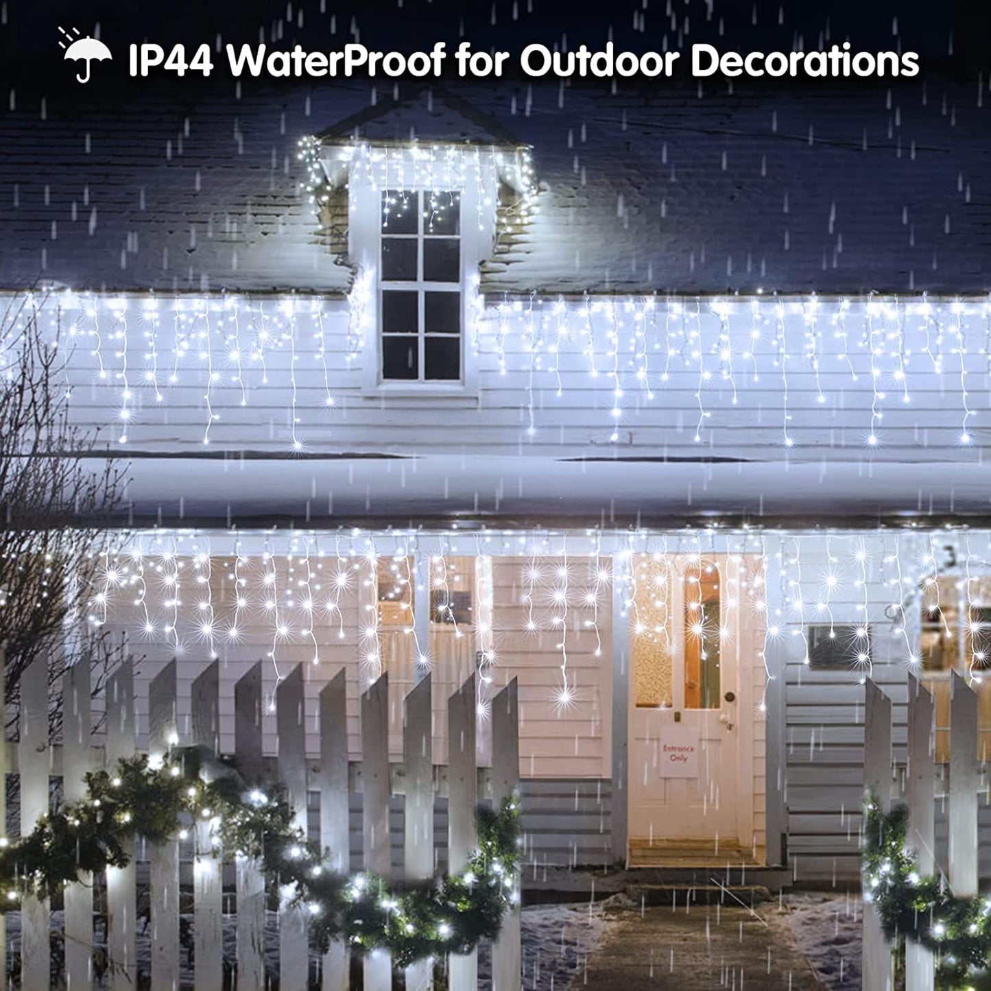 Kiflytooin Led Christmas Lights - 400 Led, 8 Modes, Waterproof, Cool White, Model Gp-Sw290Dc0209, Indoor/Outdoor Hanging Decorations