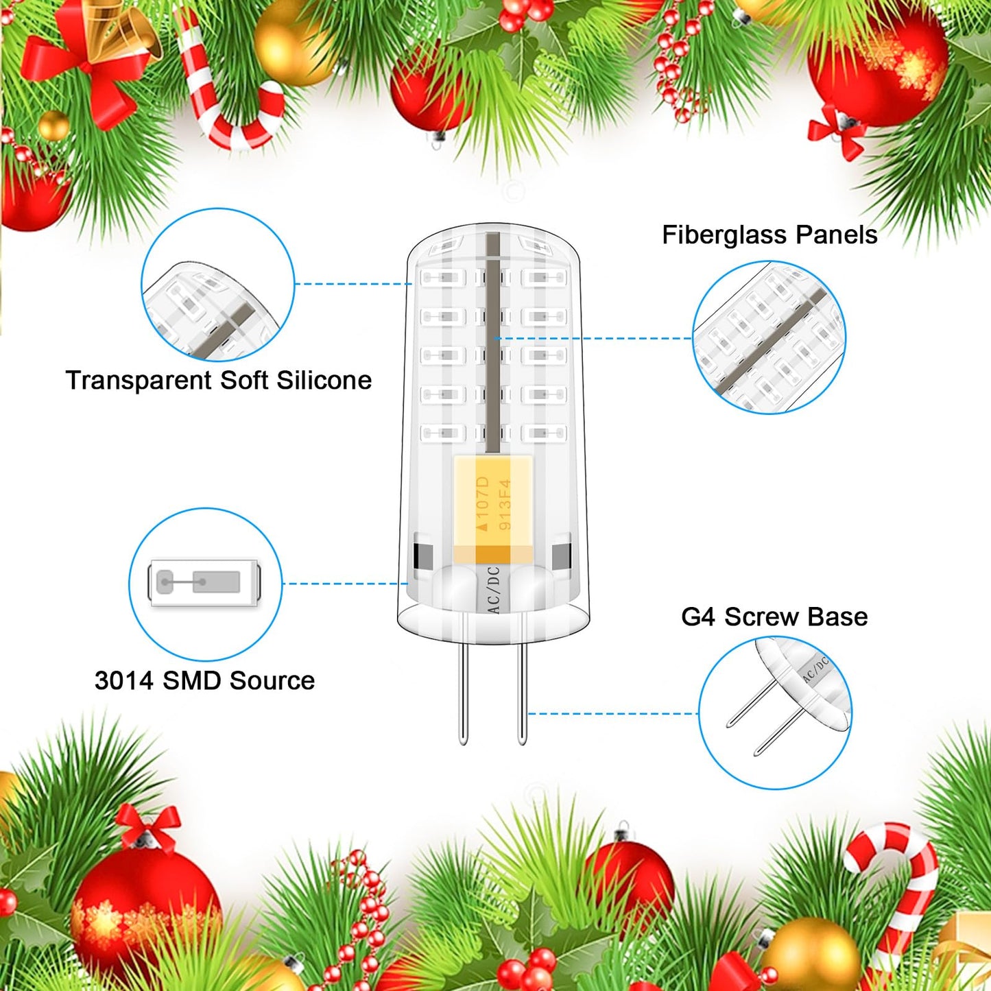 Brolskun 12 Volt Landscape Lighting System Color Led Bulbs G4 2W Red Light Christmas Lighting Halloween  5-Pack