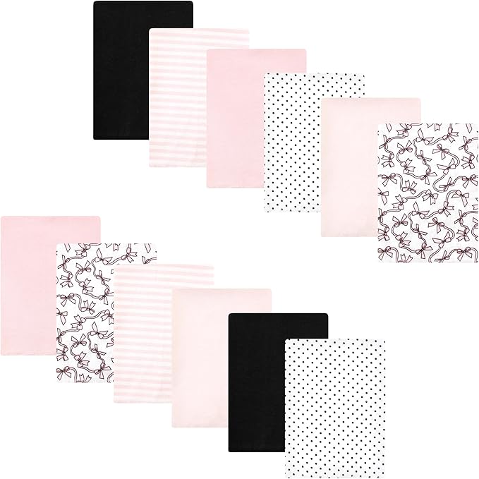Luvable Friends Hudson Baby Flannel Burp Cloths 12pk, Rose Ribbons
