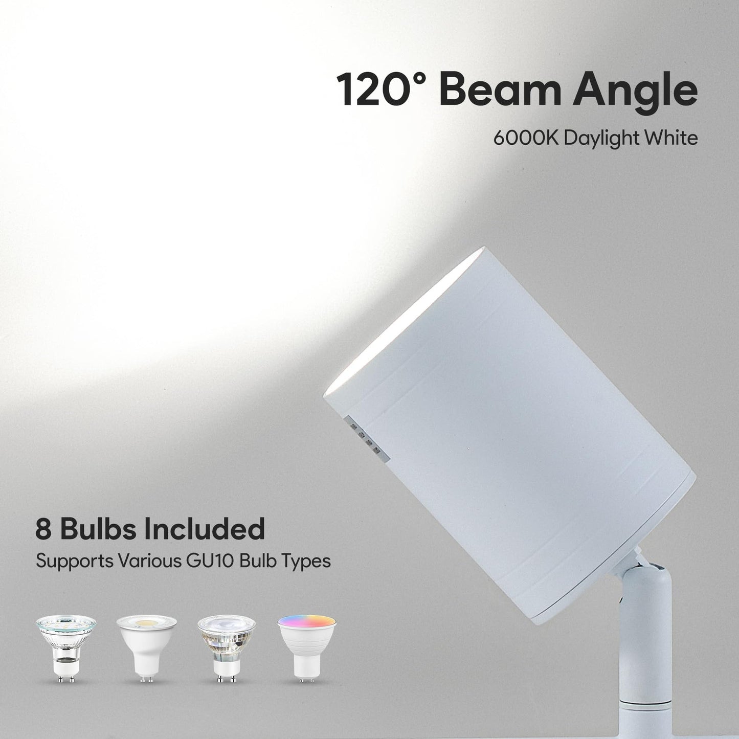 Vonluce 8 Light Track Light Fixture  Led Track Lighting Kit With Rotatable Heads  3-Color Gu10 Bulbs Included  Modern Ceiling Spotlight For Kitchen Office Closet Studio Bedroom  White