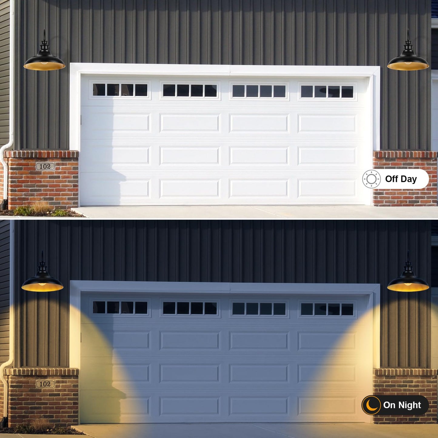 Diyel Outdoor Barn Light Fixtures  16 Inch Large Dome Farmhouse Exterior Wall Mount Lights  Rustic Wall Sconces Indoor Wall Lighting  Industrial Black Gold Lanterns For Porch  Garage  2 Pack