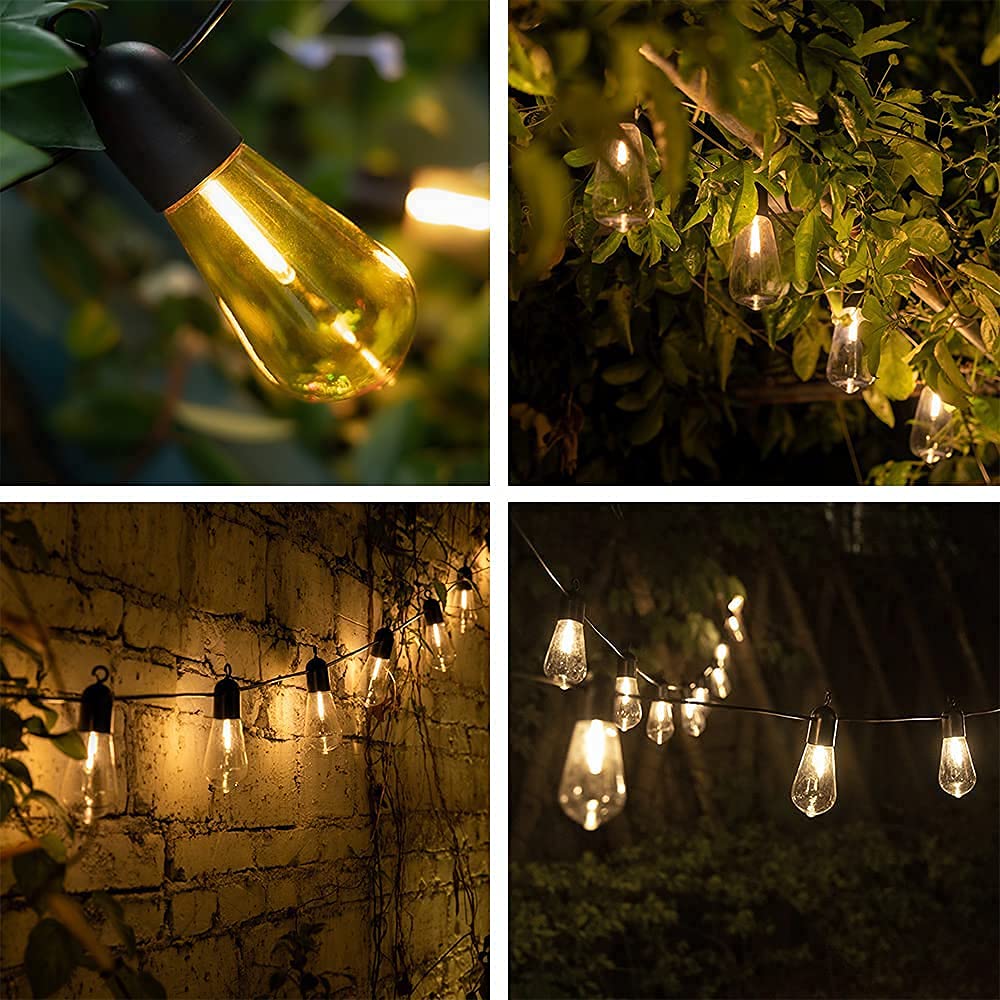 Solar Outdoor String Lights  25Ft Patio Lights String Waterproof With 20 Warm White Led Shatterproof St58 Bulbs  Perfect For Garden  Backyard  Pergola  Party  Cafe  Camping Decoration (25Ft)