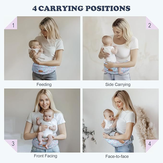 Baby Carrier with Hip Seat, Enhanced Safety, Hands-Free Support for Newborn to Toddler (0-66 lbs), Multiple Pockets, Ergonomic, Adjustable Waistband – Leopard