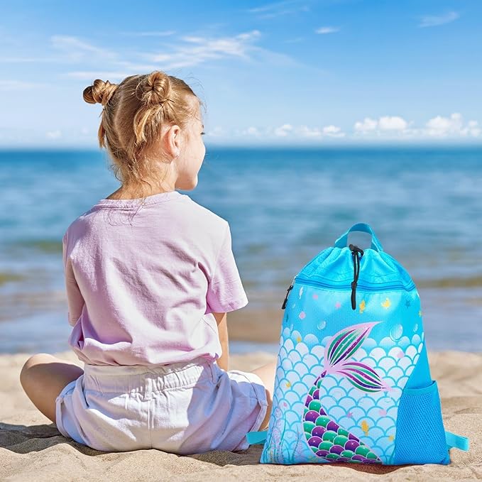 WAWSAM Gym Drawstring Backpack String Bag - 15” x 17” Sports Gym Bag for Kids Waterproof Swimming Beach Shopping Yoga Bag