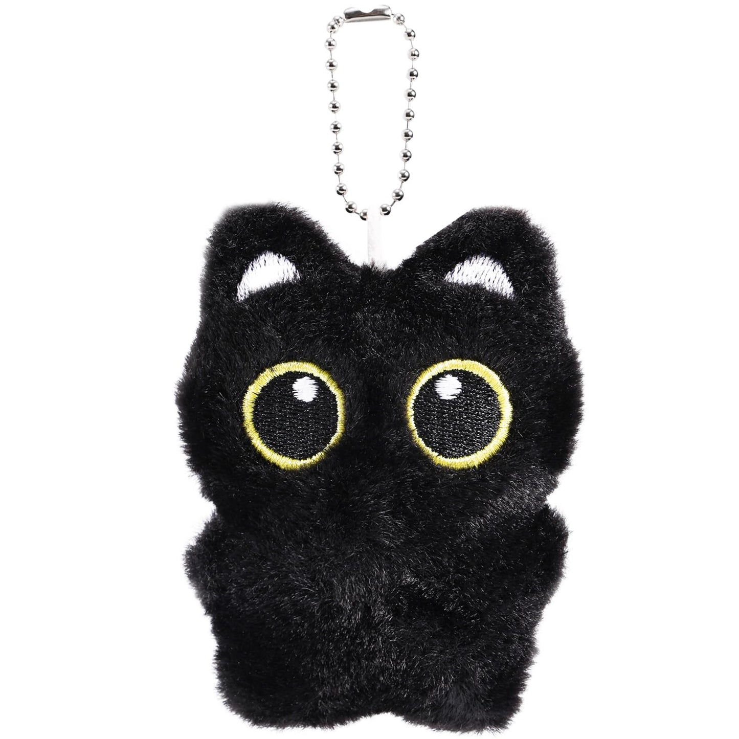 Tinoaly Cat Plush Keychain, 3.74x2.95in Black Cat Adorable Animal Plush Pendant Kawaii Keyring Charm Accessories Cute Kitty Lover Gifts for Handbags Backpacks Wallets