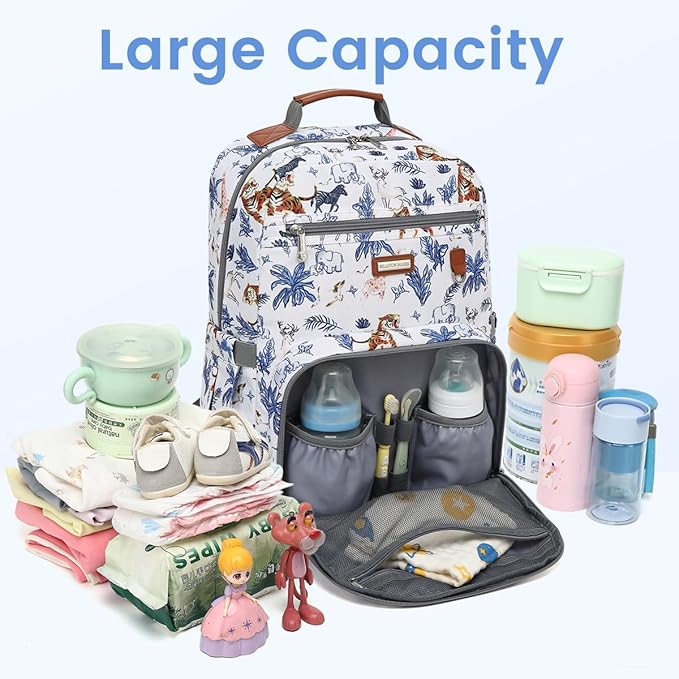 Diaper Bag Backpack, Large Baby Nappy Bags with Portable Changing Pad for Boys and GirlsMultifunction Travel Baby Bag for Moms Dads, Shower Gifts Waterproof and Stylish