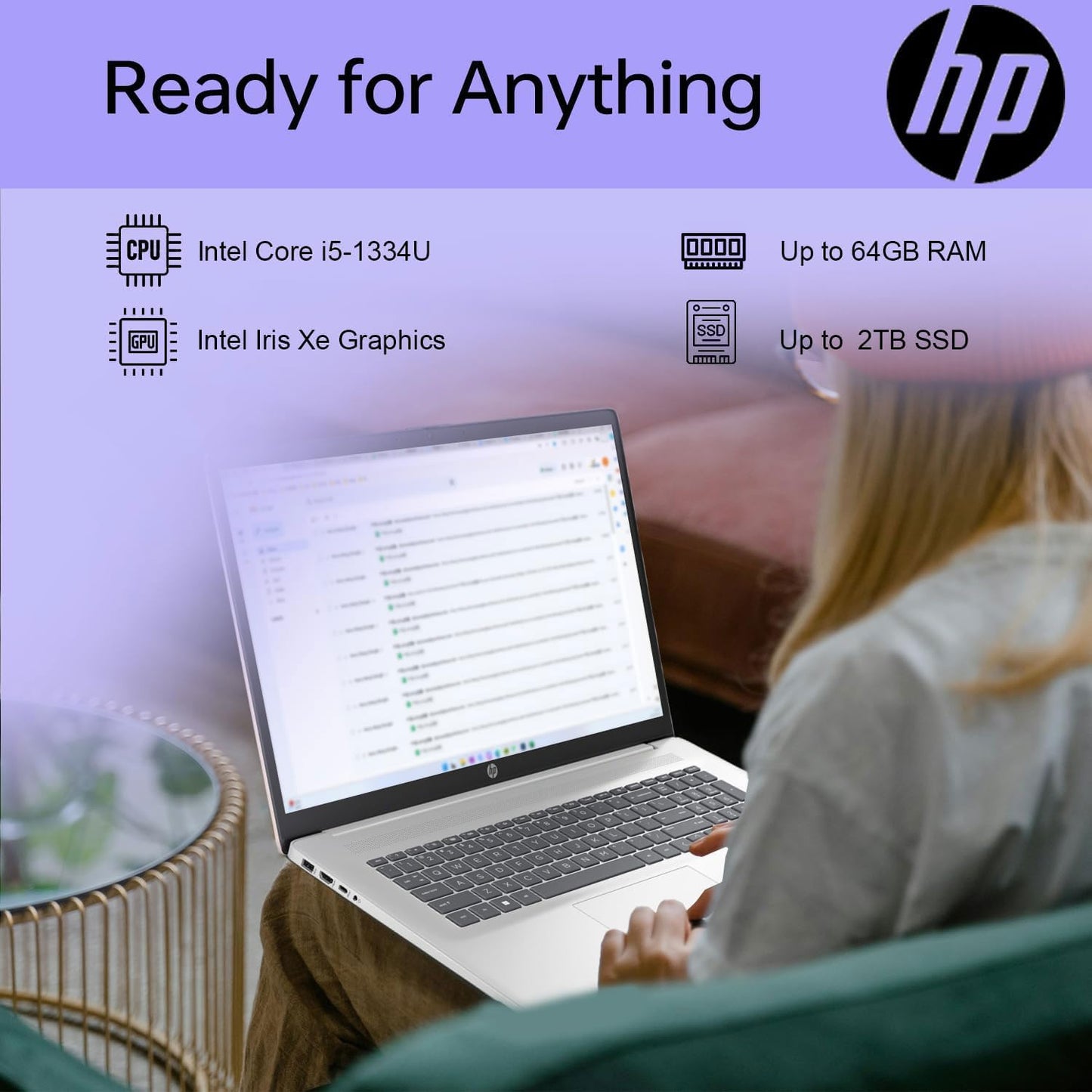 Hp Essential Laptop, 17.3 Fhd Display, Intel Core I5-1334U, 32Gb Ram, 1Tb Pcie M.2 Ssd, Wi-Fi 6, Webcam, Backlit Keyboard, Windo