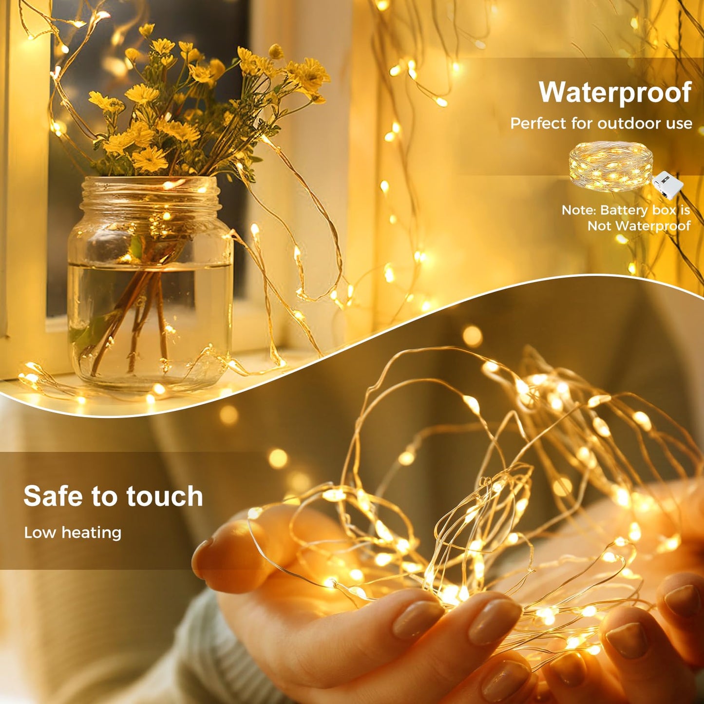Kolpop 6 Pack Led Fairy Lights, Battery Operated Mini Twinkle String Lights, Waterproof, Warm White For Christmas & Parties