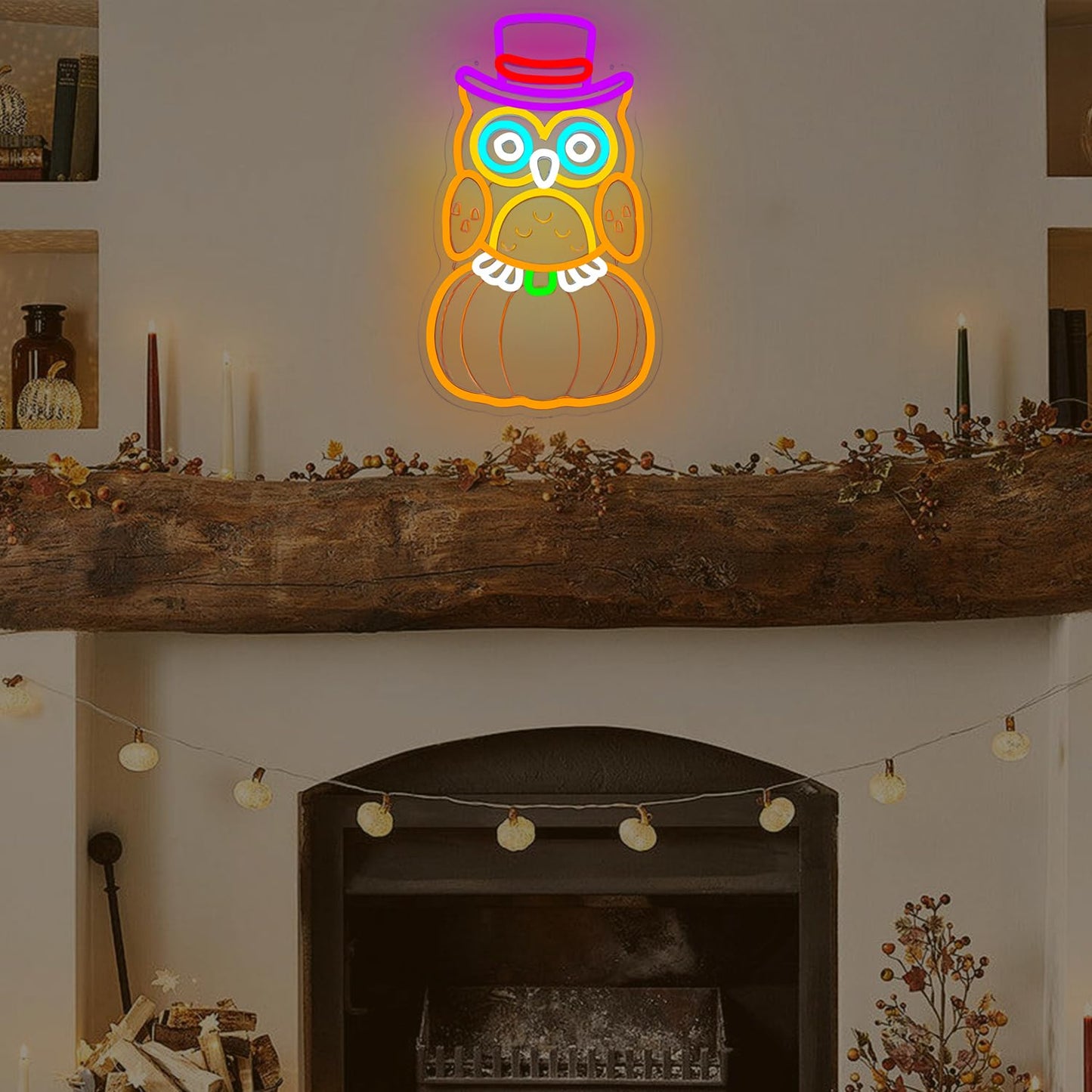 Thanksgiving Neon Sign For Wall Decor Pumpkin Owl Led Sign Thanksgiving Decor Fall Neon Light Up Sign For Owl Decor Thanksgiving Party Gift Wall Art Fireplace Bar Club Door Window