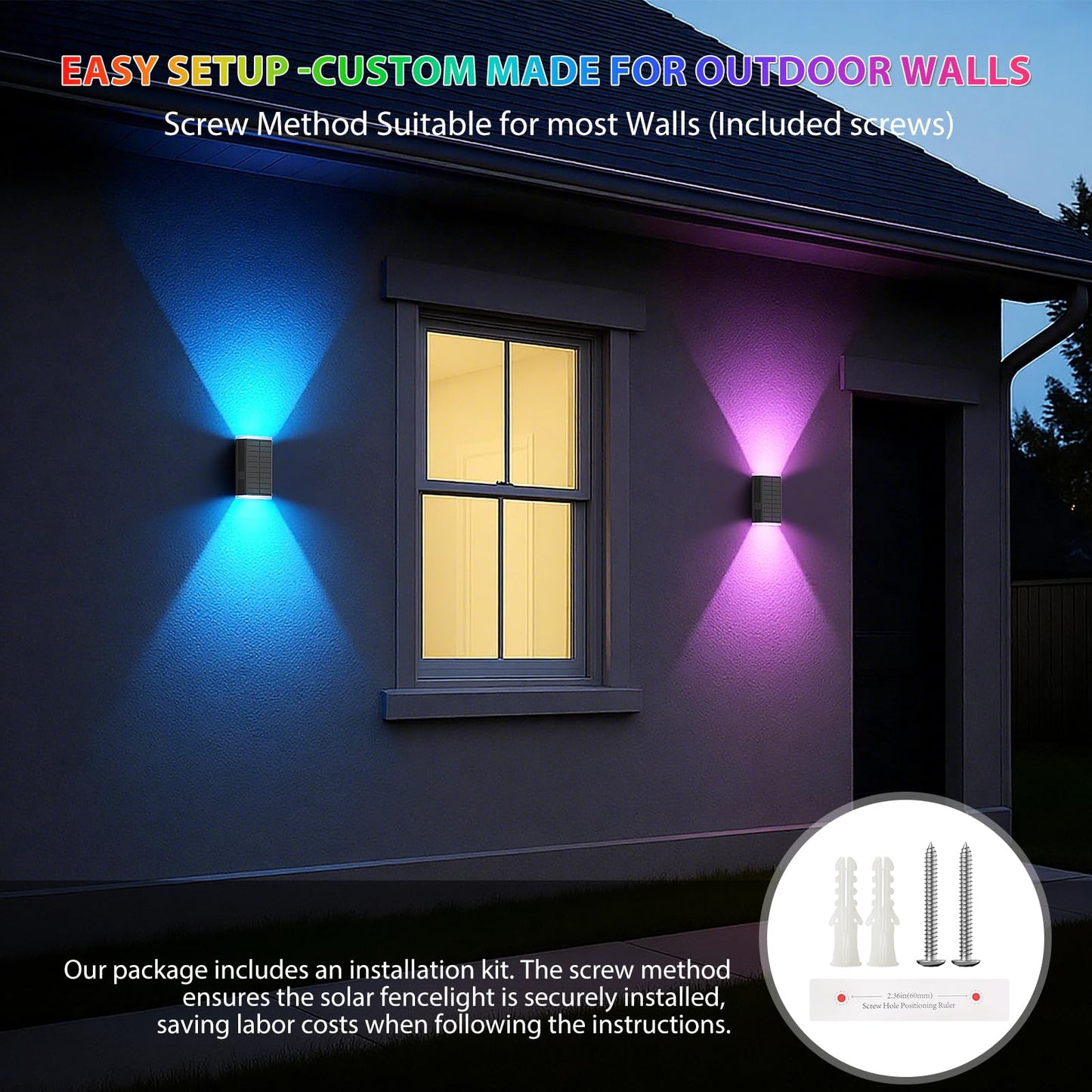Solar Lights Outdoor 8 Lighting Modes Dusk To Dawn Lighting Wall Sconce Ip67 Waterproof Up And Down Solar Wall Light Front Door Light For House  Garage  Porch Doorway Fence Festival Decor (4 Pack)