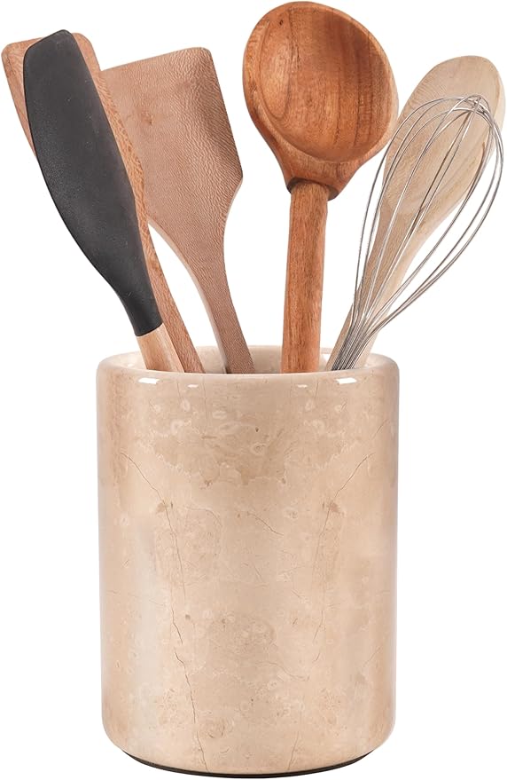 Radicaln Marble Utensil Holder 6.5" Inches Verona Handmade Spoon Holder for Kitchen Counter, Ideal Kitchen Utensils Set Organizer, Farmhouse Kitchens Decor & Christmas Gifts, Cooking Utensil Storage