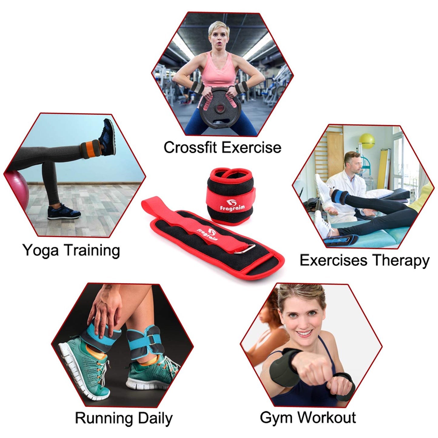 Ankle Weights for Women, Men and Kids - 0.5 LB x 2 Strength Training Wrist/Leg/Arm Weight with Adjustable Strap for Jogging, Gymnastics, Aerobics, Physical Therapy (Red)