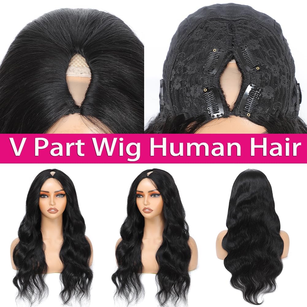 V Part Wig Human Hair Body Wave Upgrade U Part Human Hair Wig With Clips Glueless Wigs Human Hair Beginner Friendly V Shape Clip