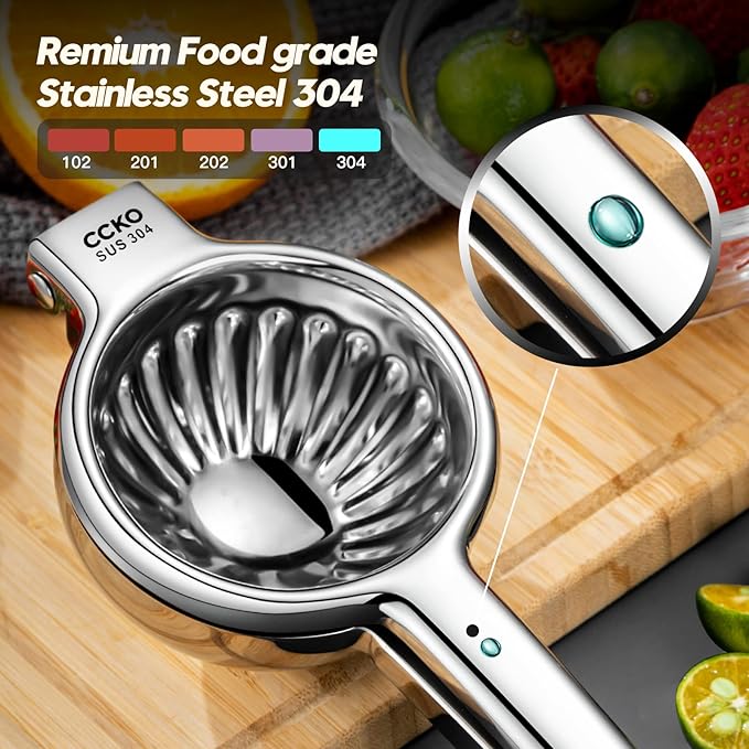 CCKO Lemon Squeezer Stainless Steel Manual Juicers Max Extraction Lemon Lime Squeezer Heavy Duty Citrus Juicer Hand Press Fruit Juicer