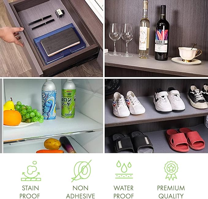 EVALAND 23.6 INCHES x 20 FEET (240 Inches) Non-Slip Shelf Liner, Original Smooth Shelf Liner, EVA Kitchen Liner, Non-Adhesive Liner, Stain-Proof Shelf, Drawer, Cabinet Liner