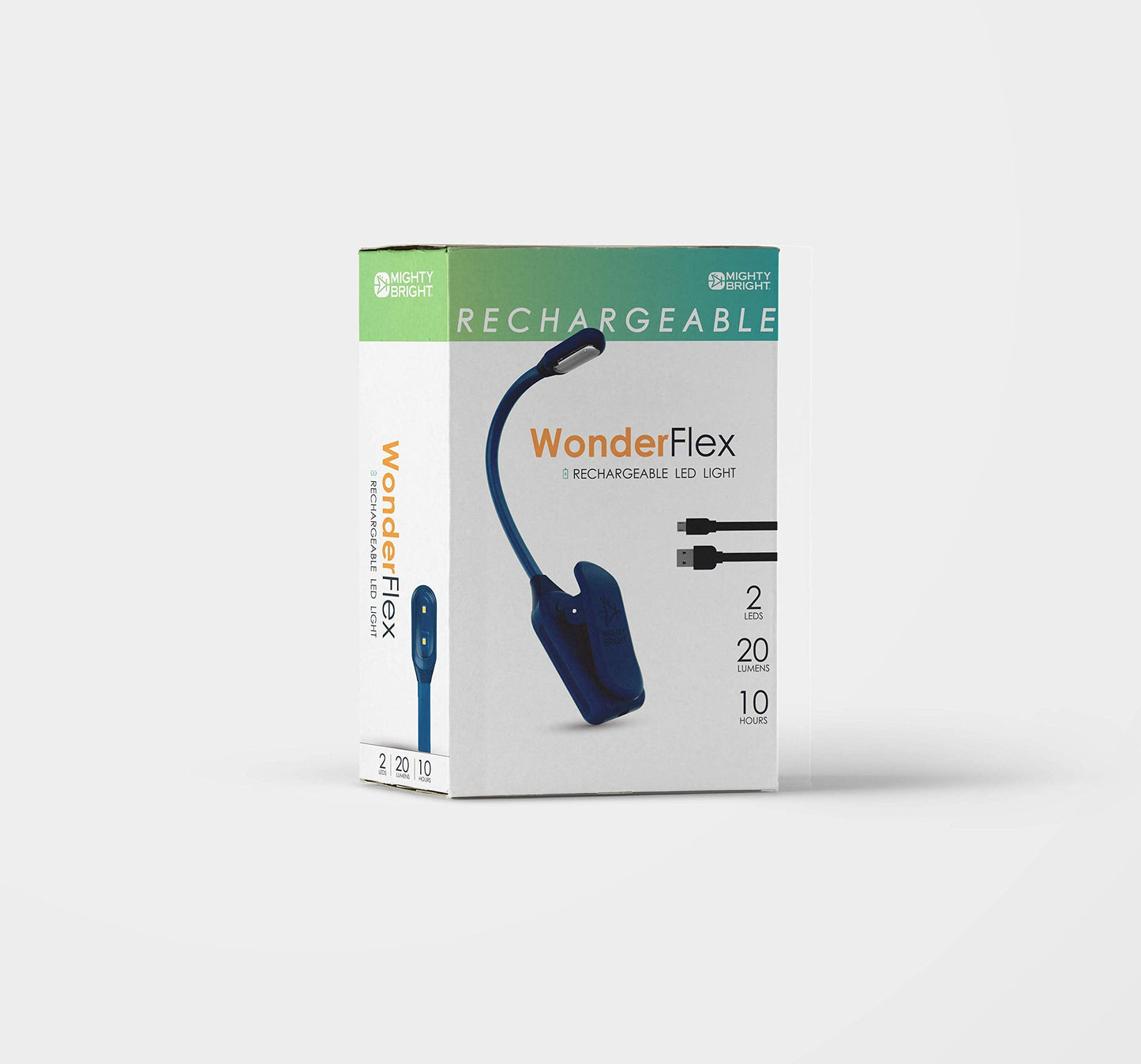 Mighty Bright Wonderflex Rechargeable Book Light, 20 Lumens, 3 Brightness Levels, Midnight Blue, Model 5841493778