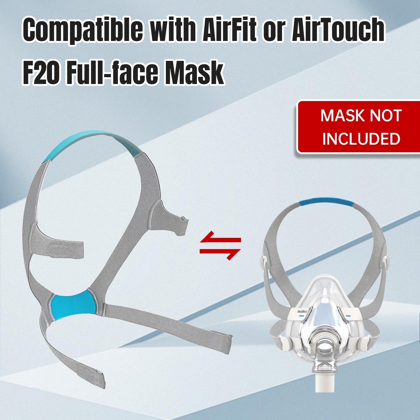 Airfit f20 Headgear with Clips, 2-Pack Replacement CPAP Mask Headgear Strap with Clips CPAP Supplies for Airfit/AirTouch F20, Large (Without Mask)