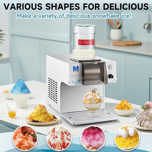 Snowflake Ice Machine,260W Shaved Ice Machine for Snowflake, Rapid Cooling, Food-Grade Stainless Steel Material, Snowflake Ice Maker for Kids/Homemade Ice Cream,Suitable for Party＆Homemade