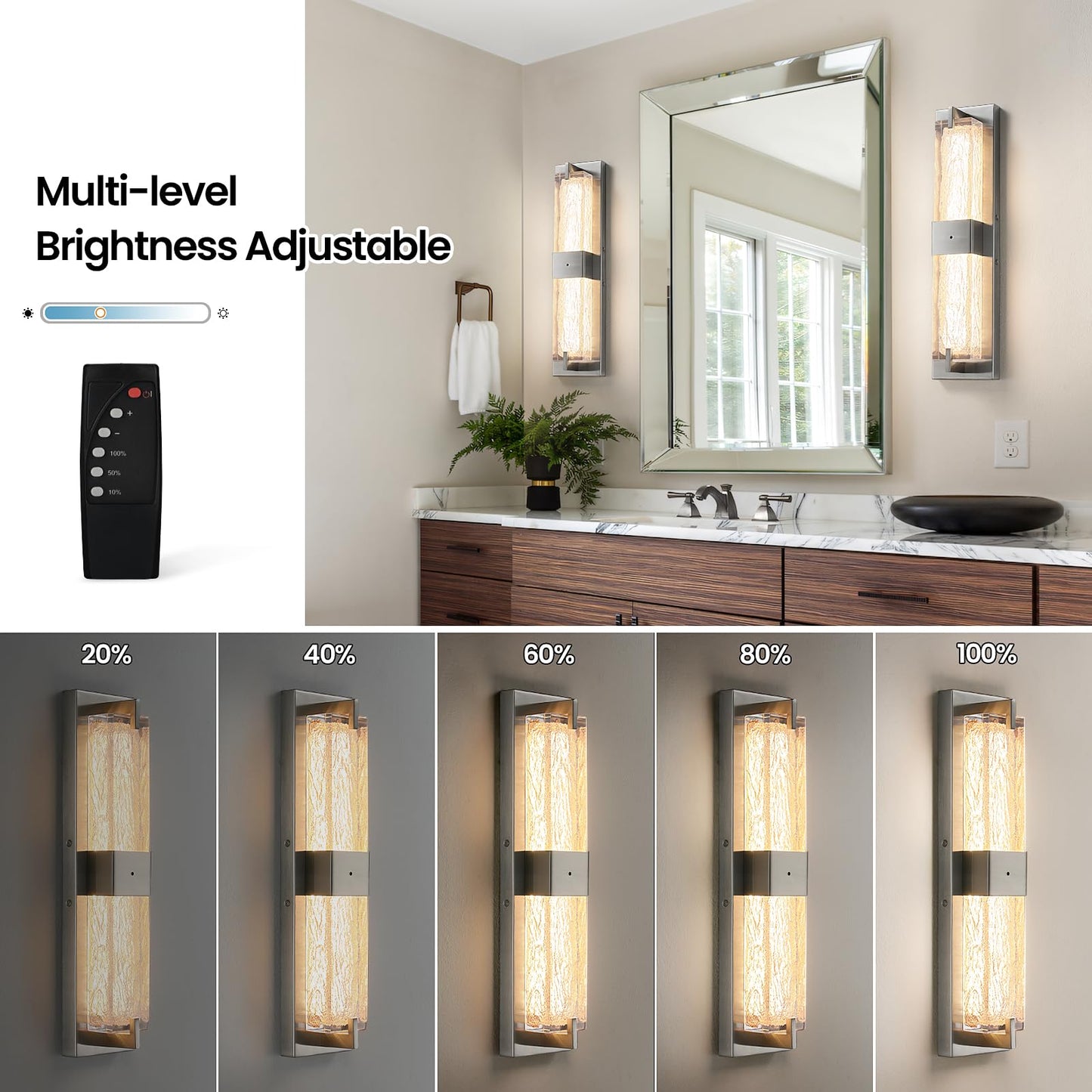 Battery Operated Resin Wall Sconce - Wireless Rechargeable Wall Light Nickel  Led Remote Wall Sconces Lighting  Modern Cordless Brass Vanity Light Fixtures For Living Room Bedroom Bathroom