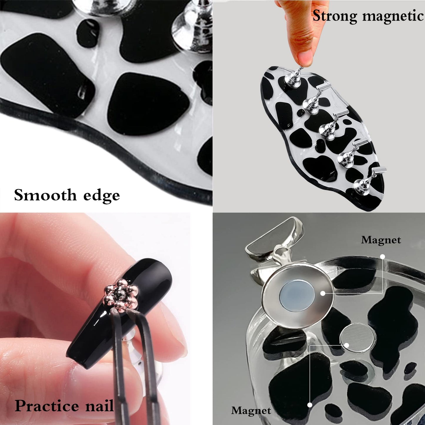 2Set Acrylic Nail Stands with 42pcs Reusable Putty Metal Nail Holder for Painting Nail Display Stand Nail Hand Practice Nail Tip