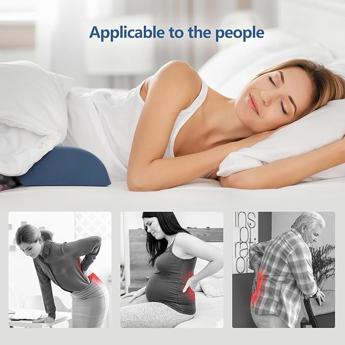 Cozyhealth Lumbar Support Pillow for Sleeping Memory Foam Back Lumbar Support Cushion for Lower Back Pain Relief, Back Support Bed Pillow Waist Support Back Sleepers (Dark Blue)
