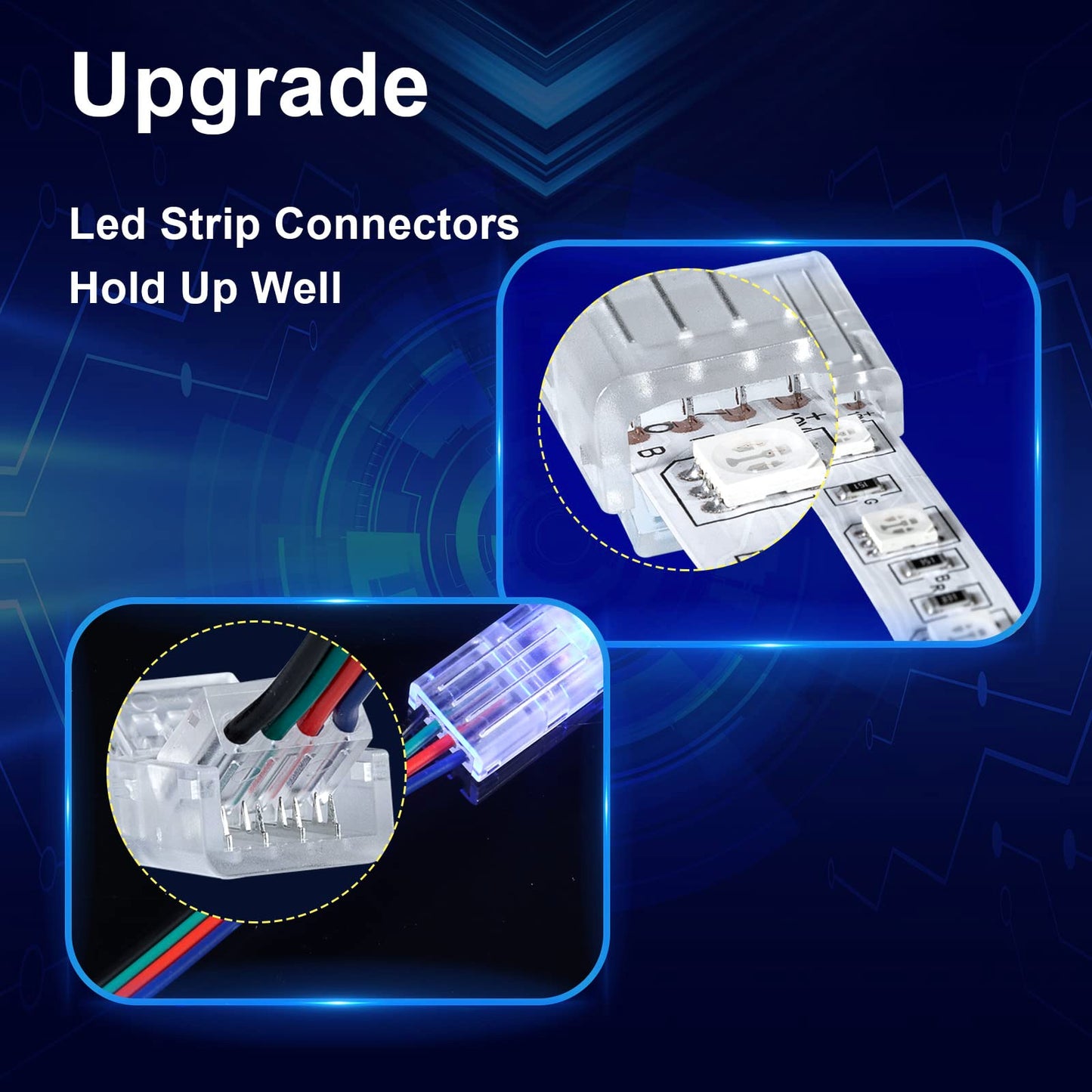 Red Snail 10Pcs Led Strip Connectors - 20 Ft 4 Pin 10Mm Rgb Smd 5050 Extension Cable